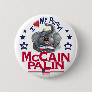 Bóton Redondo 5.08cm Elefante do republicano de McCain Palin