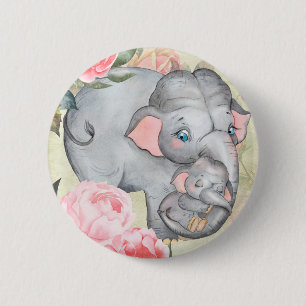 Bóton Redondo 5.08cm Elefante e Dia de as mães Floral Baby Vintage