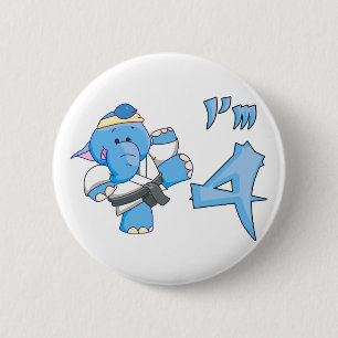 Bóton Redondo 5.08cm Elefante Karate 4º Aniversário