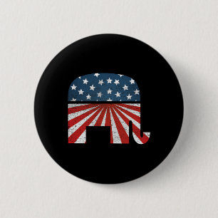 Bóton Redondo 5.08cm Elefante Patriótico Bandeira Americana EUA Republi