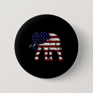 Bóton Redondo 5.08cm Elefante Republicano Bandeira Americana Desgastada