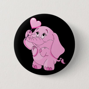 Bóton Redondo 5.08cm Elefante Rosa Namorados Bonito