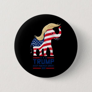Bóton Redondo 5.08cm Elefante Trump Republicano Mantenha a América Gran