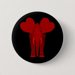 Bóton Redondo 5.08cm Elefante Vermelho Romântico