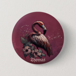 Bóton Redondo 5.08cm elegância tropical, o flamingo na luz.