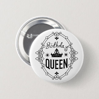 Bóton Redondo 5.08cm Elegant Birthday Queen Crown Typography White
