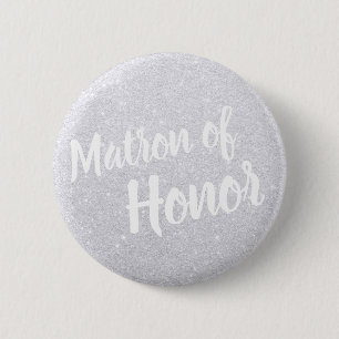 Bóton Redondo 5.08cm Elegant & modern silver glitter matron of honor
