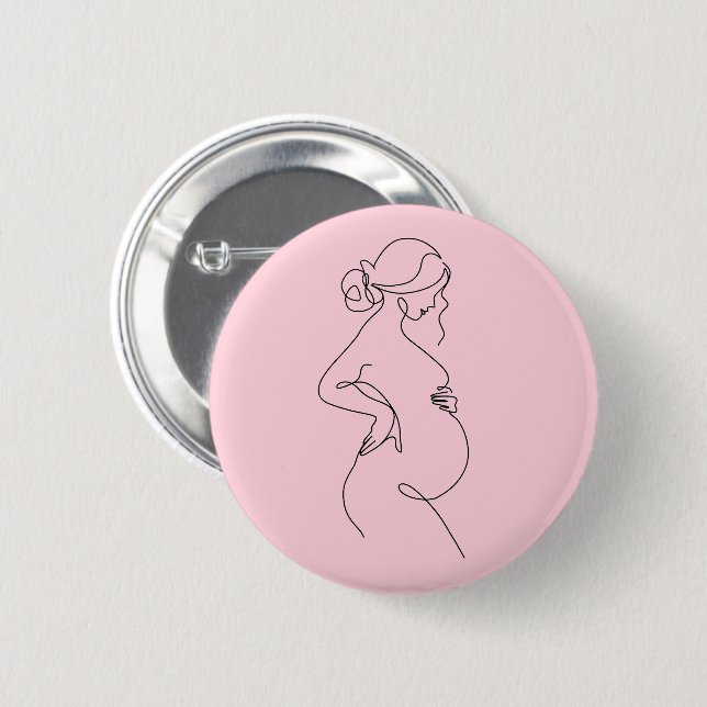 Bóton Redondo 5.08cm Elegant Mom-to-Be Baby Shower Favor Pin (Frente & Verso)