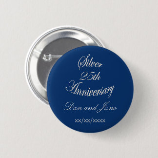 Bóton Redondo 5.08cm Elegante 25º Aniversário de Prata Personalizado