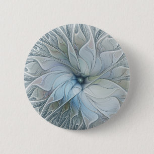 Bóton Redondo 5.08cm Elegante Beleza Arte Fractal Abstrata Moderna Flor