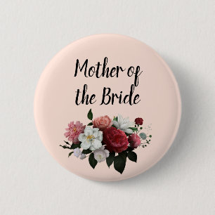 Bóton Redondo 5.08cm Elegante Borgonha e Mãe Rosa da Noiva