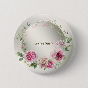 Bóton Redondo 5.08cm Elegante de Bronze Brilhante, Rosa-Vidro, com Mola