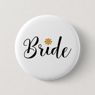 Bóton Redondo 5.08cm Elegante de Casamento de Chá de panela Bride