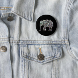Bóton Redondo 5.08cm Elegante elefante glitter mosaico prateado