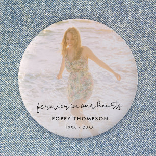 Bóton Redondo 5.08cm Elegante Memorial Foto Chic Funeral Favor Tributo