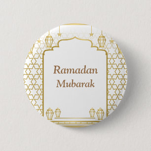 Bóton Redondo 5.08cm Elegante Ramadan Mubarak Islâmico Masjid Design