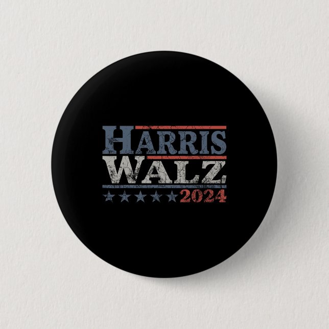 Bóton Redondo 5.08cm Eleição Walz 2024 Kamala Harris Tim Waltz 2024 12 (Frente)