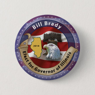 Bóton Redondo 5.08cm Eleja Bill Brady para o governador de Illinois -