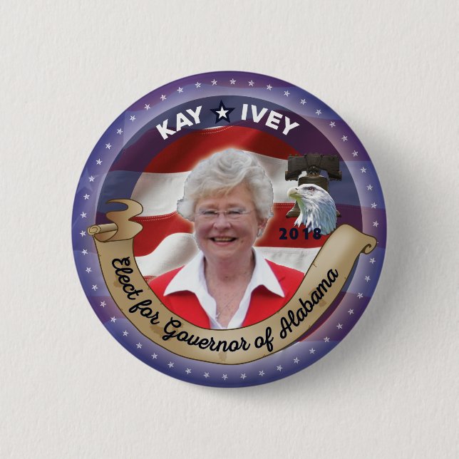 Bóton Redondo 5.08cm Eleja Kay Ivey para o governador de Alabama - 2018 (Frente)