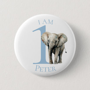 Bóton Redondo 5.08cm Elephant watercolor Blue BIRTHDAY Button