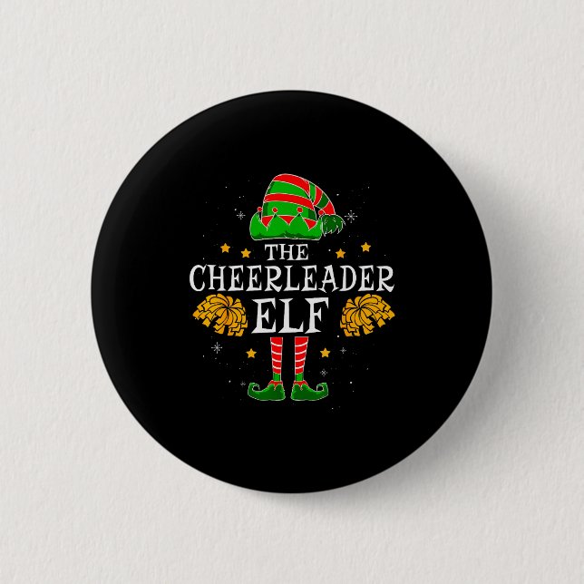Bóton Redondo 5.08cm Elfa líder de torcida time de Natal engraçado Chee (Frente)