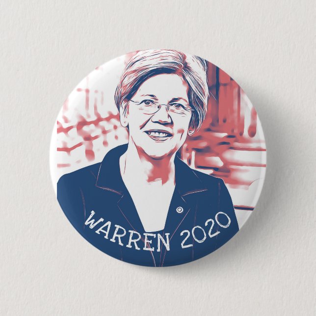 Bóton Redondo 5.08cm ELIZABETH WARREN 2020 Botão de Eleição Presidencia (Frente)