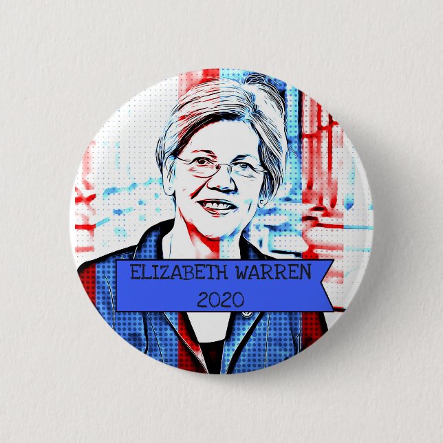 Bóton Redondo 5.08cm ELIZABETH WARREN 2020 Botão de Eleição Presidencia (Frente)