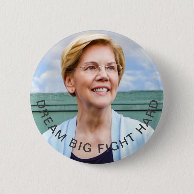 Bóton Redondo 5.08cm Elizabeth Warren - grande ideal, duro da luta (Frente)
