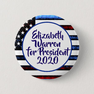 Bóton Redondo 5.08cm Elizabeth Warren para o Presidente 2020