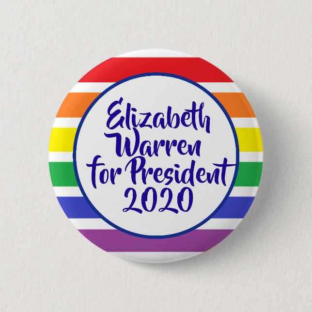 Bóton Redondo 5.08cm Elizabeth Warren para o Presidente 2020 (Frente)