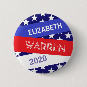 Bóton Redondo 5.08cm Elizabeth Warren para o Presidente 2020