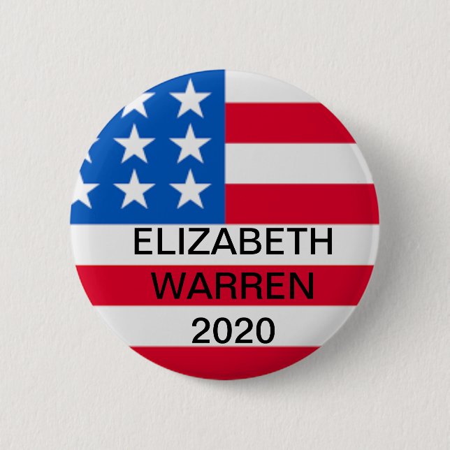 Bóton Redondo 5.08cm Elizabeth Warren para o presidente 2020 botão (Frente)