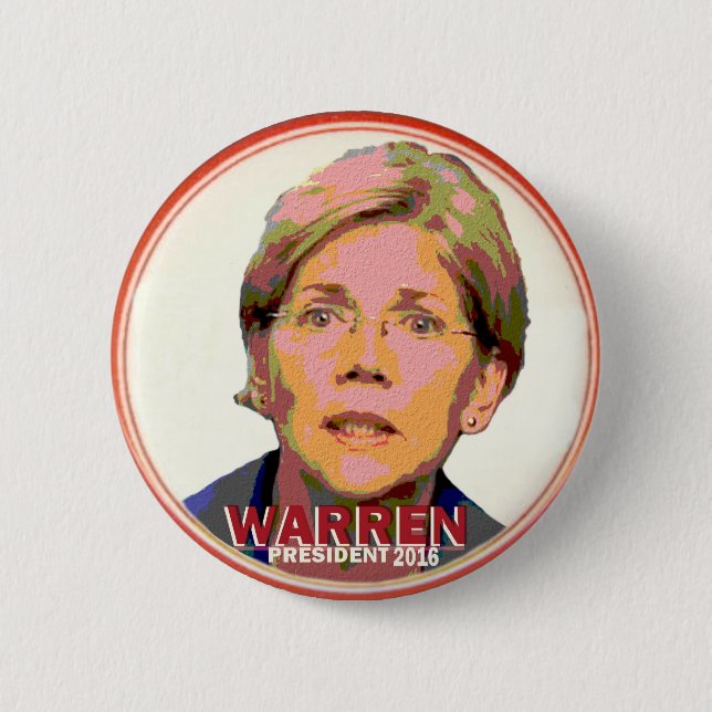 Bóton Redondo 5.08cm Elizabeth Warren para o presidente em 2016 (Frente)