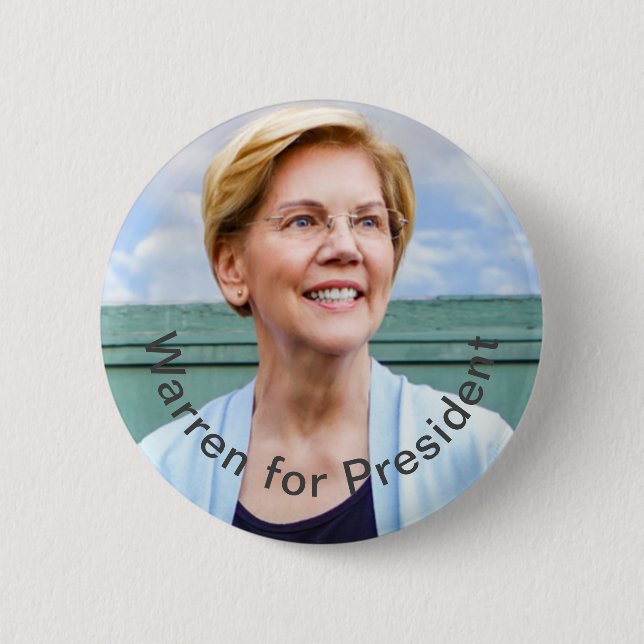 Bóton Redondo 5.08cm Elizabeth Warren - Warren para o presidente (Frente)