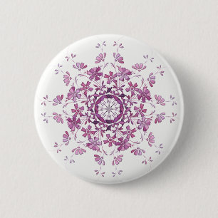 Bóton Redondo 5.08cm elment roxo retro floral