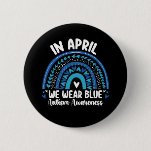Bóton Redondo 5.08cm Em Abril Usamos Azul Autismo Consciencialização Ar