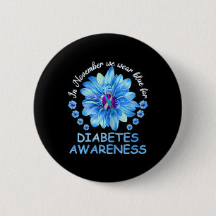 Bóton Redondo 5.08cm Em novembro Vestimos Diabetes Azuis