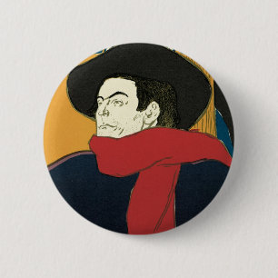 Bóton Redondo 5.08cm Embaixadores, Aristide Bruant por Toulouse Lautrec