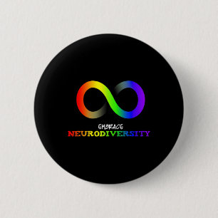 Bóton Redondo 5.08cm Embarcar Neurodiversity Autism Asd Adhd Rainbow In