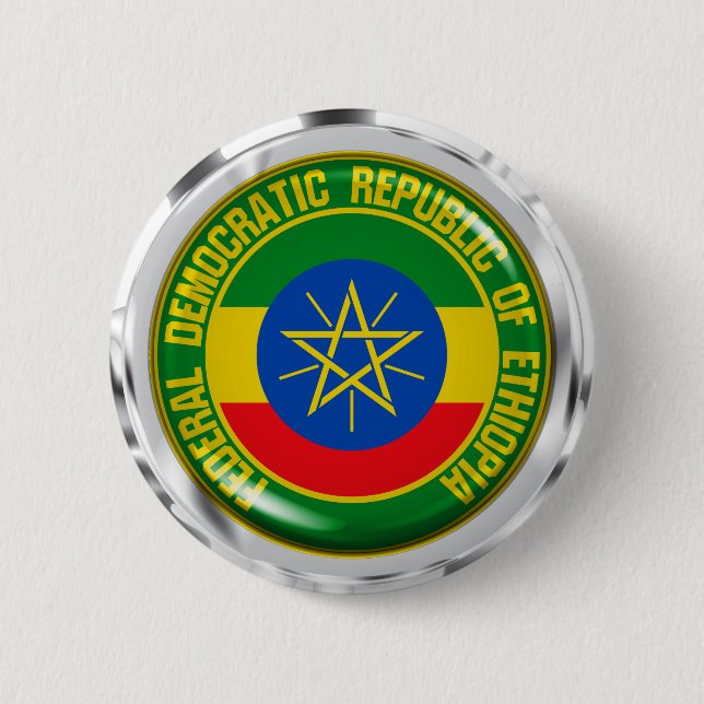 Bóton Redondo 5.08cm Emblem redonda da Etiópia (Frente)