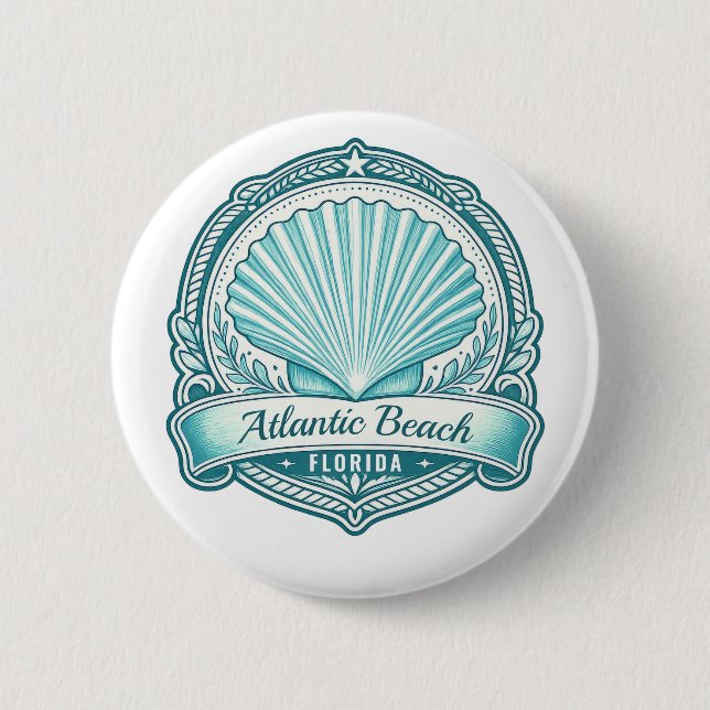 Bóton Redondo 5.08cm Emblema Costeiro de Atlantic Beach FL (Frente)