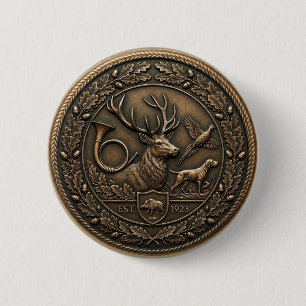 Bóton Redondo 5.08cm Emblema de Caça em Bronze