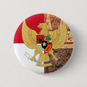 Bóton Redondo 5.08cm Emblema de Indonésia - bandeira do Batik de Garud