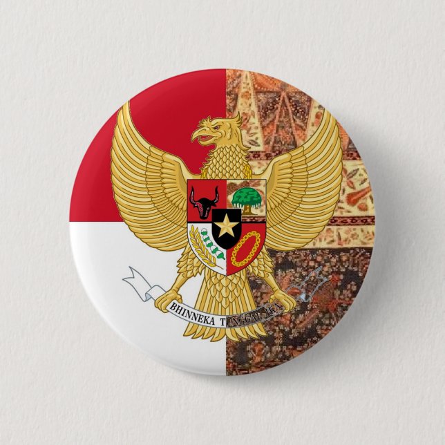 Bóton Redondo 5.08cm Emblema de Indonésia - bandeira do Batik de Garuda (Frente)