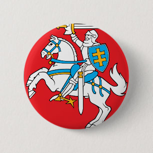 Bóton Redondo 5.08cm Emblema de Lithuania - brasão - Lietuvos Herbas