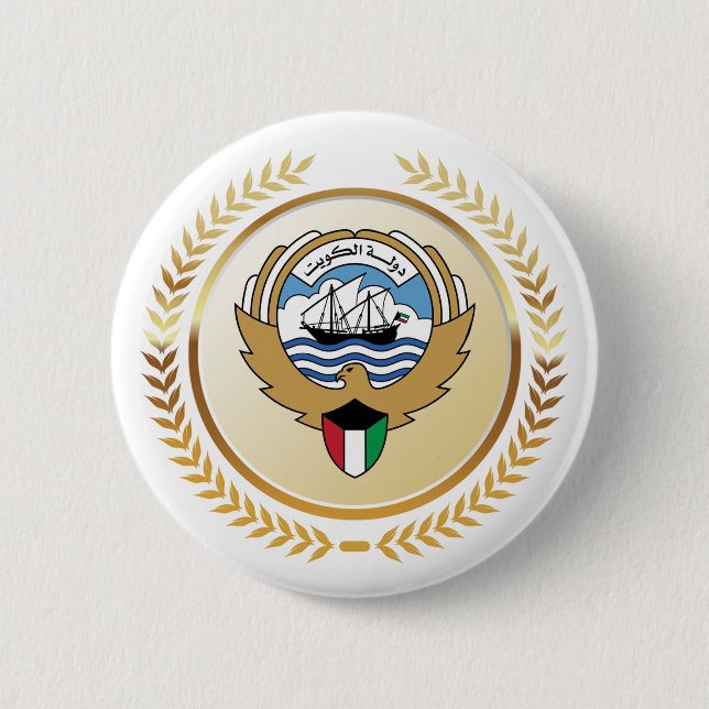 Bóton Redondo 5.08cm Emblema do Estado do Kuwait (Frente)