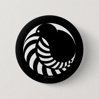 Bóton Redondo 5.08cm Emblema do quivi de NZ/samambaia de prata