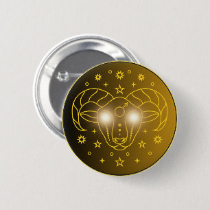 Bóton Redondo 5.08cm Emblema do Zodíaco de Áries   Símbolo Celestial Mi