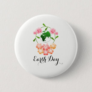 Bóton Redondo 5.08cm Emblema floral bonito do "Dia da Terra"