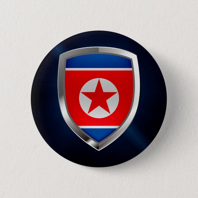 Bóton Redondo 5.08cm Emblema Metálico da Coreia do Norte (Frente)